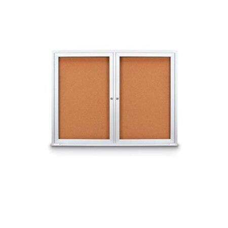 United Visual Products 48inW x 36inH Outdoor Combo Board w/Two Corkboards UVCB4836OD-CORK-CORK